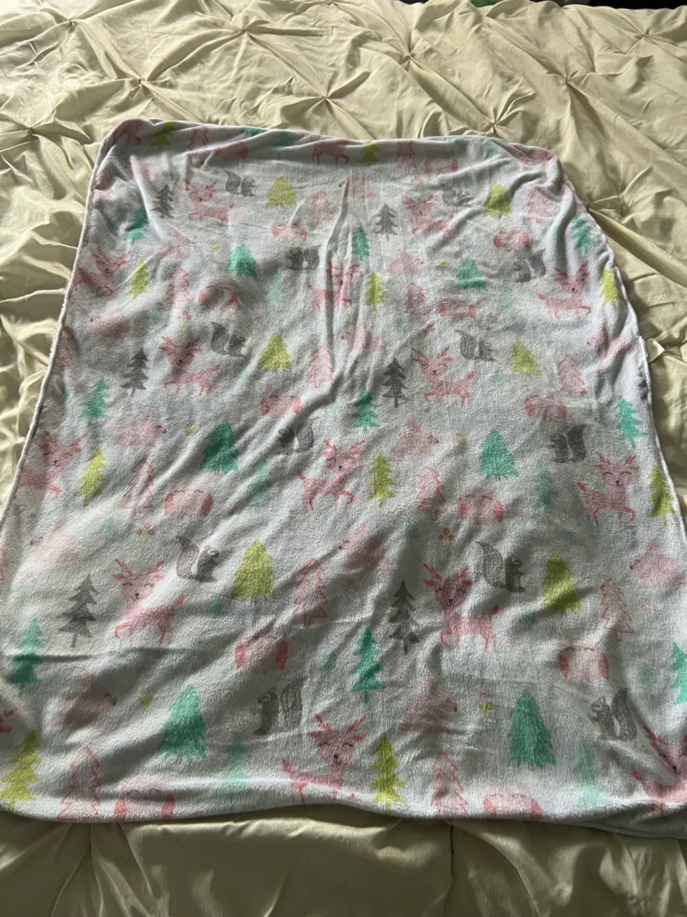 Soft White Women’s Skirt with Pastel Forest Print cloud island 37x28”